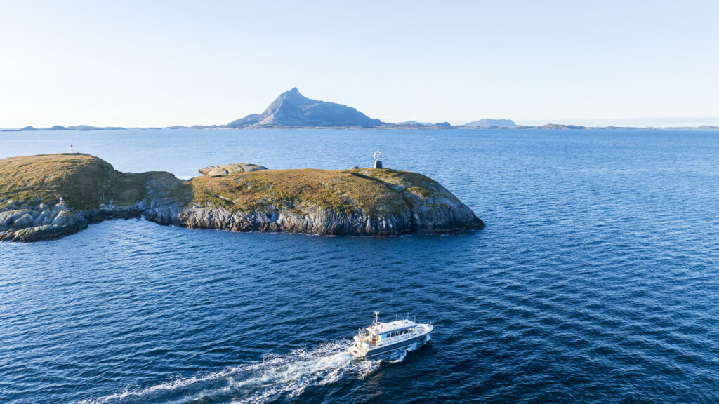 Boat crossing the arctic circle