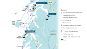 Grafisk reisekart Helgelandskysten rundt Vega