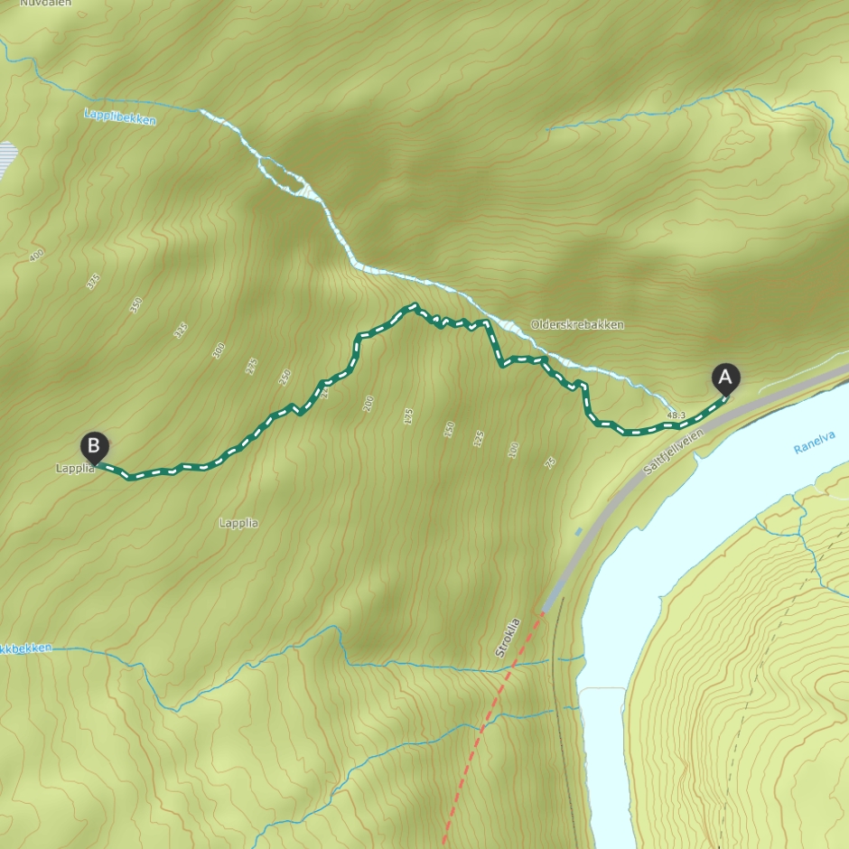 Kart for turen til Lapplia