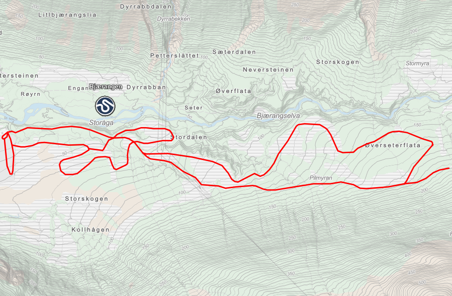 Løype for langrenn i Bjærangen