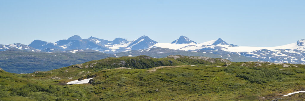 Terreng og sti på turen til Ørntuva på Korgfjellet en fin sommerdag